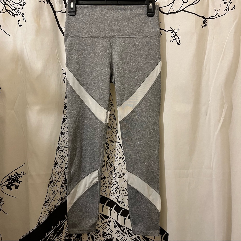 Aerie Activewear Leggings Mesh Panels High Waist Cropped Workout Gray Medium